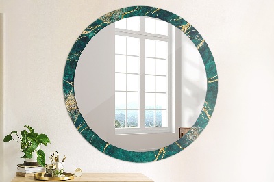 Oglinda rotunda decor perete Marmură verde de malachit