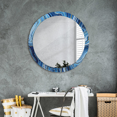 Oglinda rotunda cu rama imprimata Marmură albastră