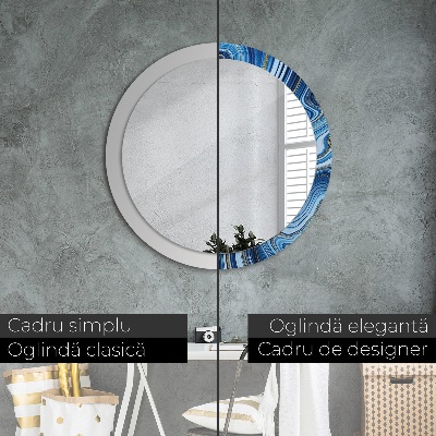 Oglinda rotunda cu rama imprimata Marmură albastră