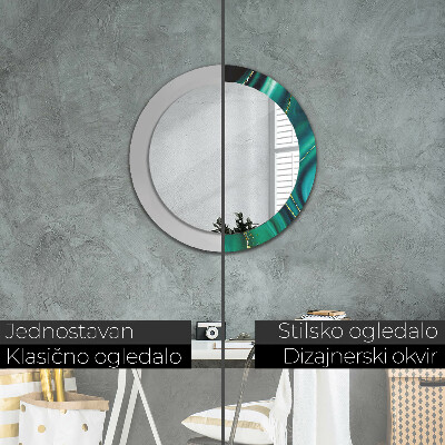 Oglinda rotunda cu rama imprimata Marmură de smarald
