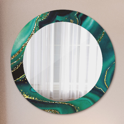 Oglinda rotunda cu rama imprimata Marmură de smarald