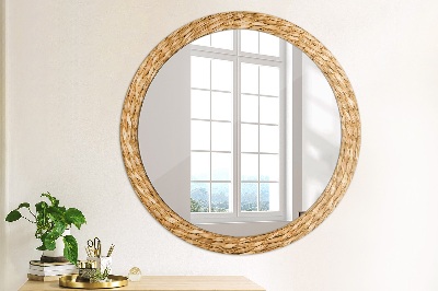 Oglinda perete decorativa rotunda Textura de stuf