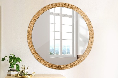 Oglinda perete decorativa rotunda Textura de stuf