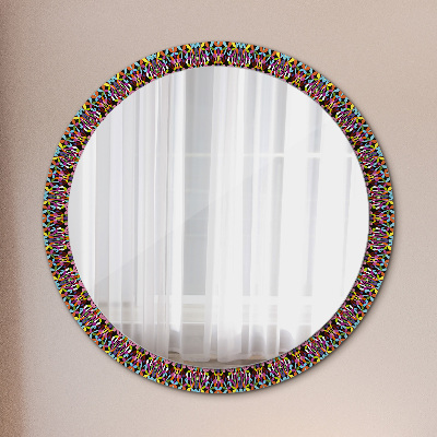 Oglinda rotunda cu rama imprimata Model de mandala psihedelică