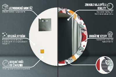 Oglinda rotunda cu rama imprimata Abstracție cu păsări