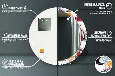 Oglinda rotunda cu rama imprimata Abstracție cu păsări