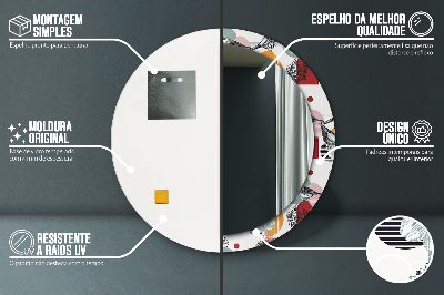 Oglinda rotunda cu rama imprimata Abstracție cu păsări
