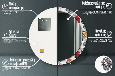 Oglinda rotunda cu rama imprimata Abstracție cu păsări