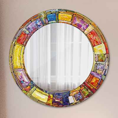 Oglinda rotunda cu rama imprimata Fereastră colorată cu vitralii