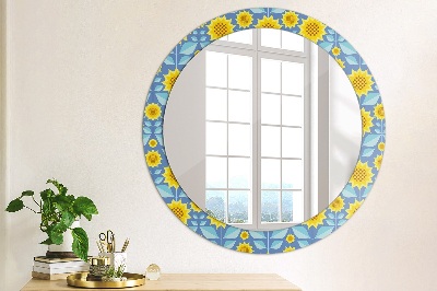 Decor oglinda rotunda Floarea -soarelui geometric