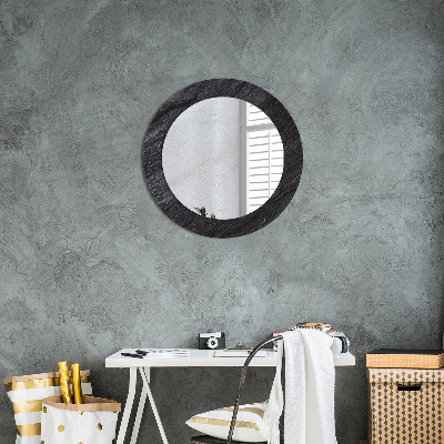 Oglinda rotunda cu rama imprimata Piatră neagră