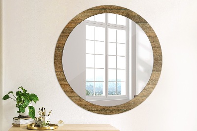 Oglinda rotunda cu rama imprimata Lemn vechi
