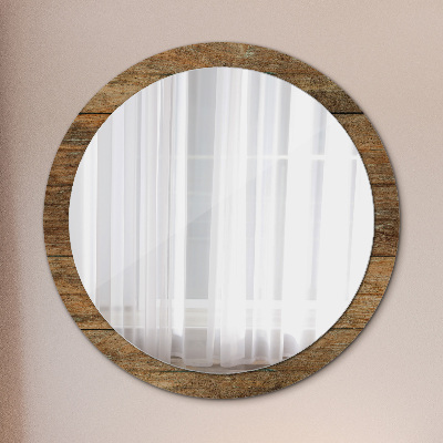 Oglinda rotunda cu rama imprimata Lemn vechi