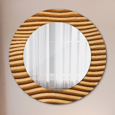 Decor oglinda rotunda Val din lemn