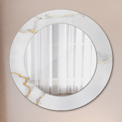 Decor oglinda rotunda Marmură de aur alb