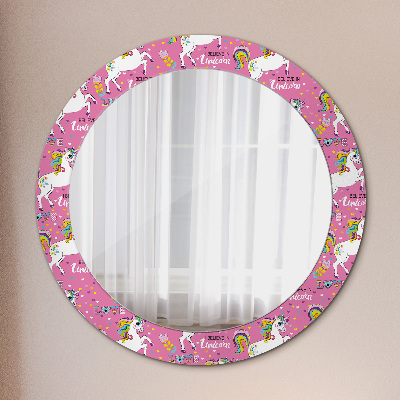 Oglinda rotunda cu rama imprimata Unicorn magic