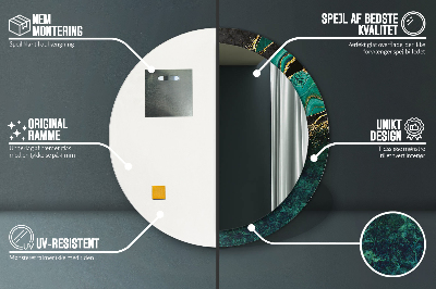 Oglinda rotunda cu rama imprimata Green de marmură