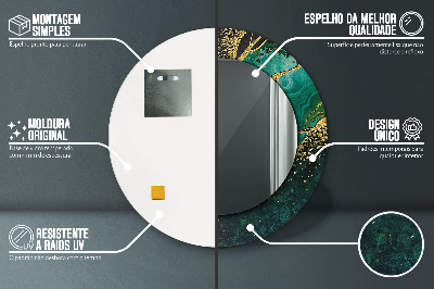 Oglinda rotunda cu rama imprimata Green de marmură