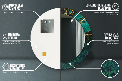 Oglinda rotunda cu rama imprimata Green de marmură