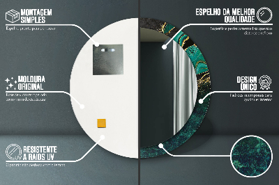 Oglinda rotunda cu rama imprimata Green de marmură