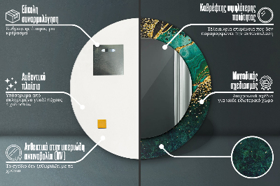 Oglinda rotunda cu rama imprimata Green de marmură