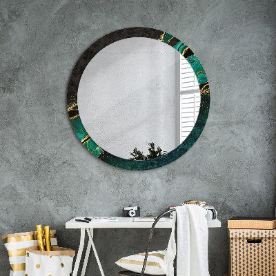 Oglinda rotunda cu rama imprimata Green de marmură
