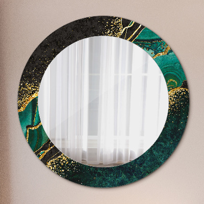Oglinda rotunda cu rama imprimata Green de marmură