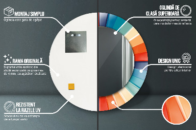 Oglinda rotunda cu rama imprimata Curele concentrice radiale