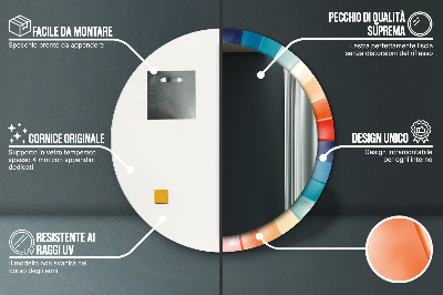 Oglinda rotunda cu rama imprimata Curele concentrice radiale