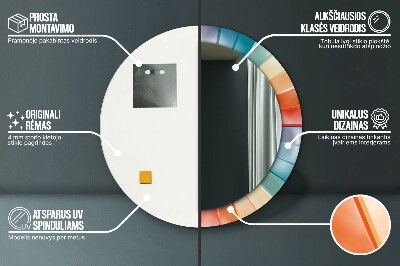 Oglinda rotunda cu rama imprimata Curele concentrice radiale