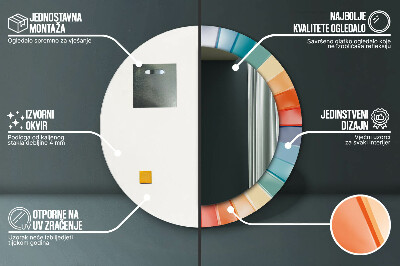 Oglinda rotunda cu rama imprimata Curele concentrice radiale