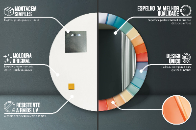 Oglinda rotunda cu rama imprimata Curele concentrice radiale
