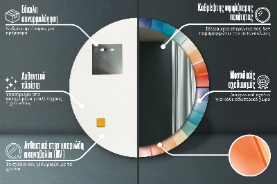 Oglinda rotunda cu rama imprimata Curele concentrice radiale