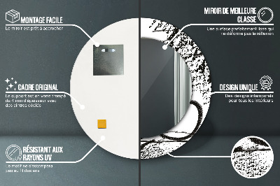 Oglinda rotunda cu rama imprimata Model de graffiti