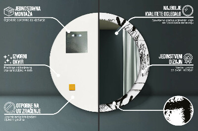 Oglinda rotunda cu rama imprimata Model de graffiti