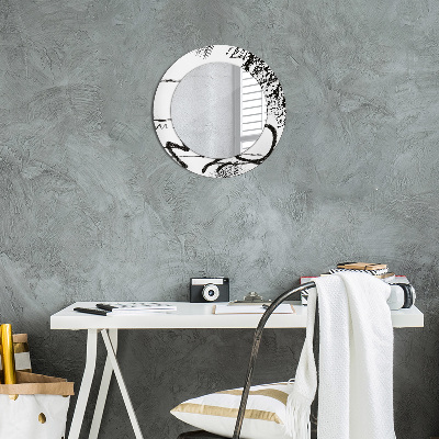 Oglinda rotunda cu rama imprimata Model de graffiti