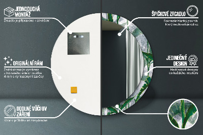 Oglinda rotunda cu rama imprimata Frunze tropicale