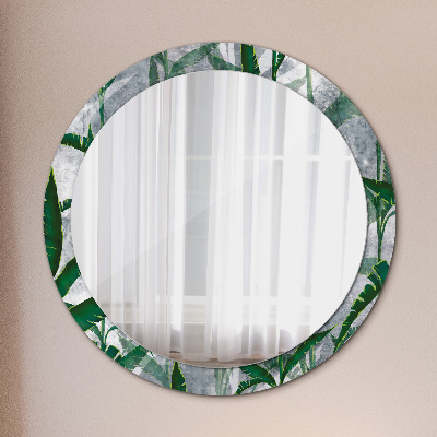 Oglinda rotunda cu rama imprimata Frunze tropicale