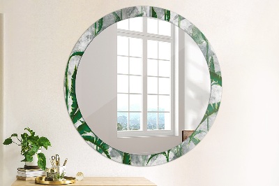 Oglinda rotunda cu rama imprimata Frunze tropicale