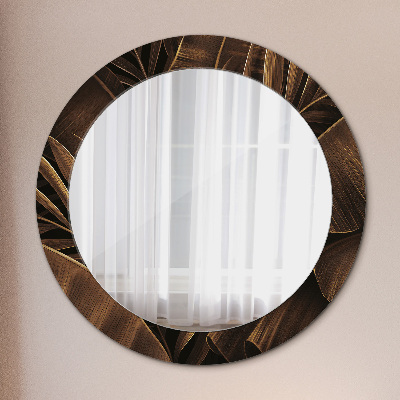 Oglinda rotunda cu rama imprimata Frunze de banane maro