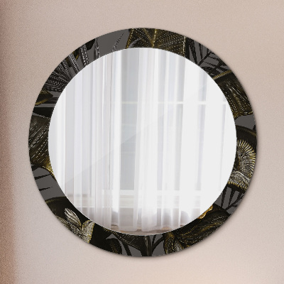 Oglinda rotunda cu rama imprimata Flori de hibiscus