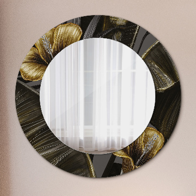 Oglinda rotunda cu rama imprimata Flori de hibiscus