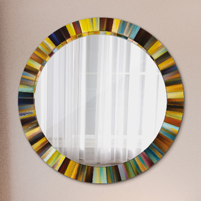Oglinda rotunda cu rama imprimata Model radial abstract