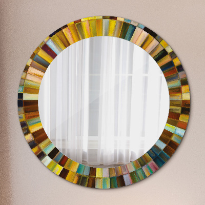 Oglinda rotunda cu rama imprimata Model radial abstract