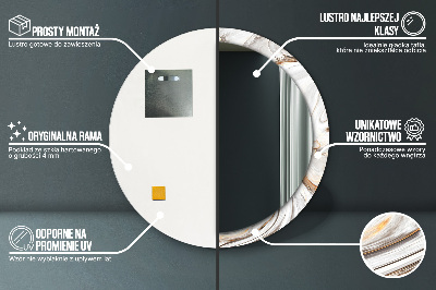 Oglinda rotunda cu rama imprimata Marmură strălucitoare