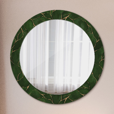 Oglinda rotunda cu rama imprimata Frunză abstractă