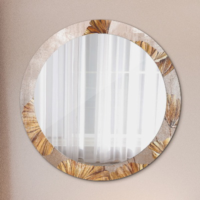 Decor oglinda rotunda Frunze aurii