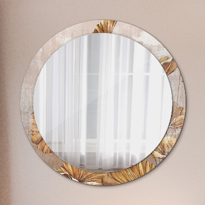 Decor oglinda rotunda Frunze aurii