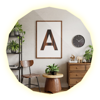 Oglindă geometrică cu iluminare de fundal LED