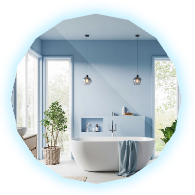 Oglindă geometrică cu iluminare de fundal LED